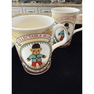 Pair 1999 ROY KIRKHAM ENGLAND COLLECTABLE BEAR‎ FINE BONE CHINA MUGs 4376
